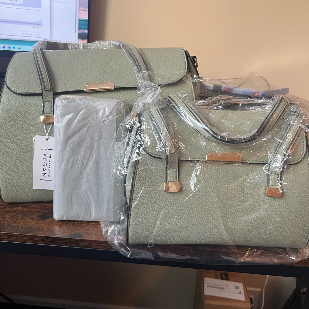Elegant Satchel Set in Sage Green